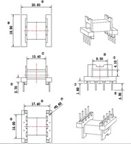 Transformer inductor EFD20 horizontal single slot 4 4 pin pitch 15 row pitch 17 4 skeleton