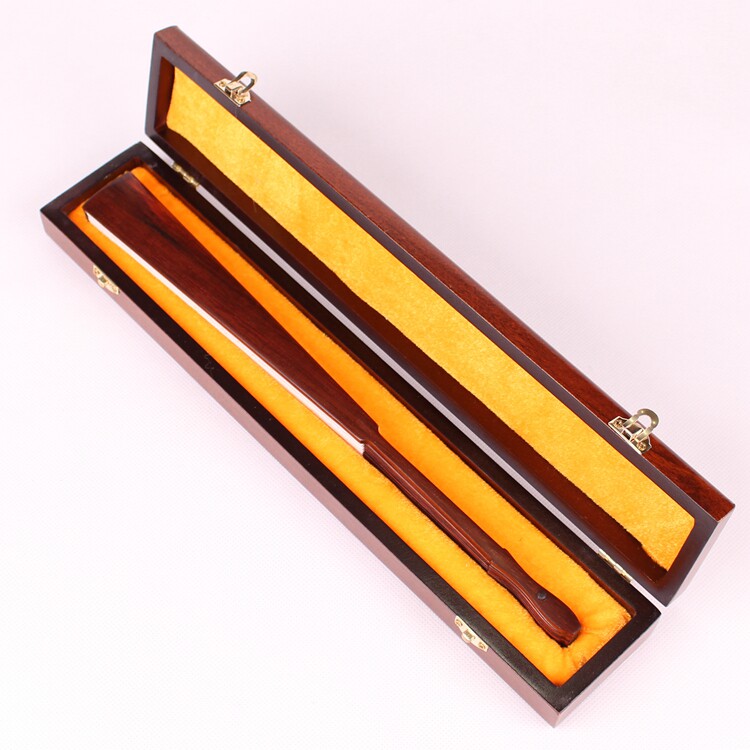 Boutique ten-inch full mahogany fan Red Rosewood gift rice paper folding fan one-foot red sour branch fan with box