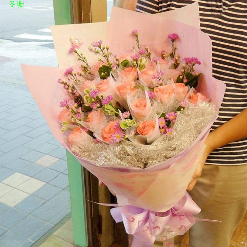 北京花店送花22朵粉包头鲜花速递同城宣武昌平平顺县求婚预定七夕