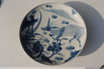Qing Kangxi blue and white export porcelain deer pen washing tea tray