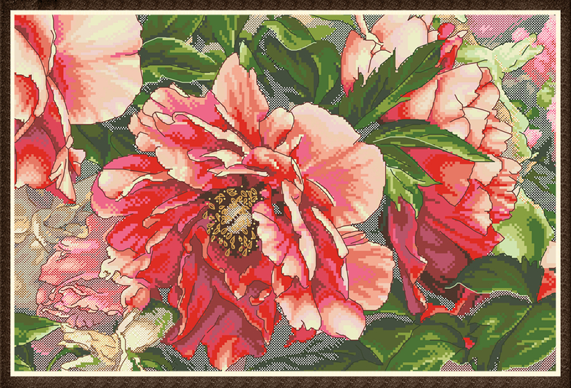 Dim35298 Coral Peonies Paper embroidered 7 pages 128g Colour spray cans paper Print
