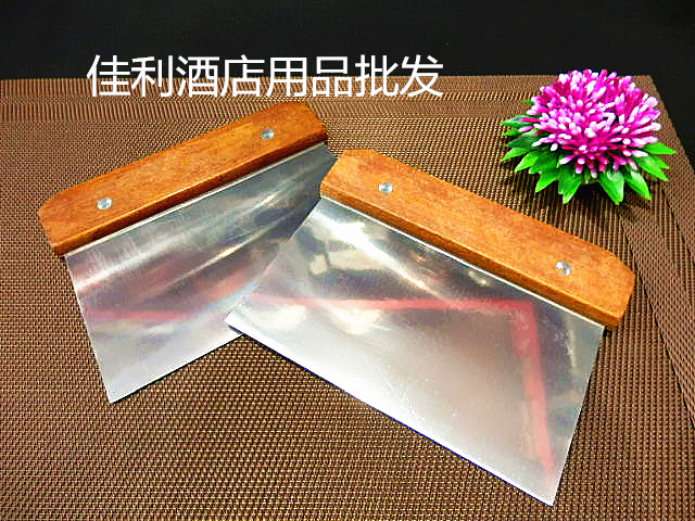 Enlarge Wood Bing Noodle Knife Baking Stainless Steel Squeegee Cake Cream Scraper Bowel powder Thickened Noodle cutter