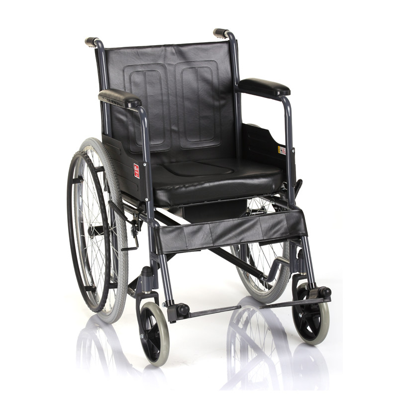 鱼跃轮椅H058B  老人轮椅车助行钢管可折叠带坐便 老年代步车