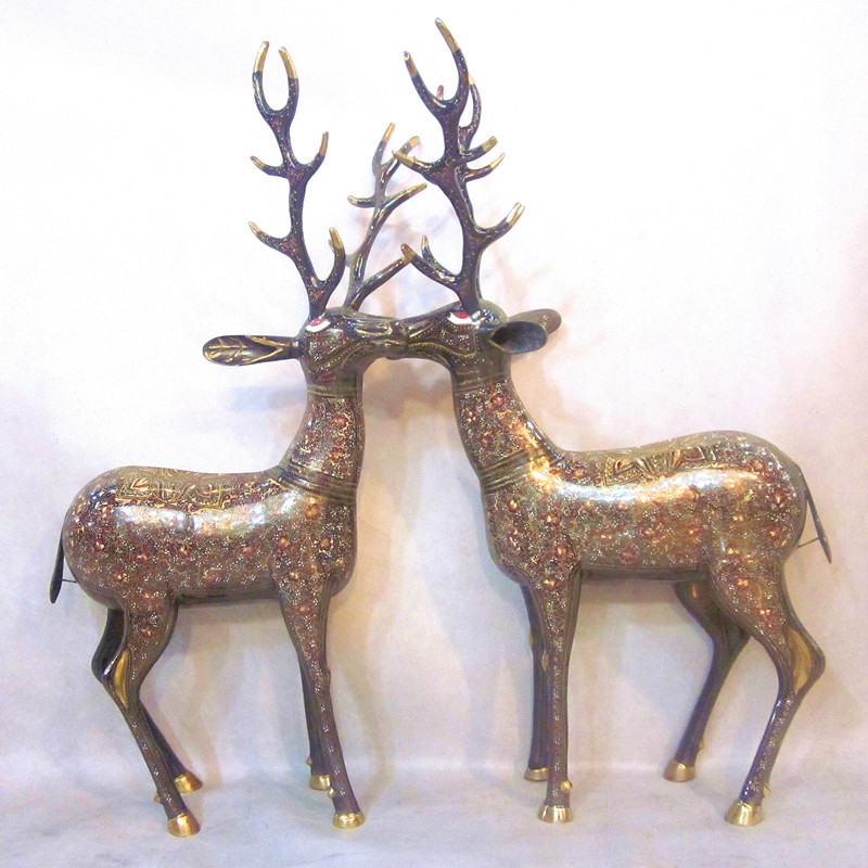 Pakistan Handicraft Gift Bronze Sculpture Color Dot Grand-Corner Lovers for the Lufos and Safe Strokes of the Deer