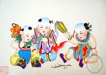 Tianjin Yangliuqing Year Painter Fuzenji Qingxuan Paper Handpainted Framed Doll Decoration Business China Wind Gifts