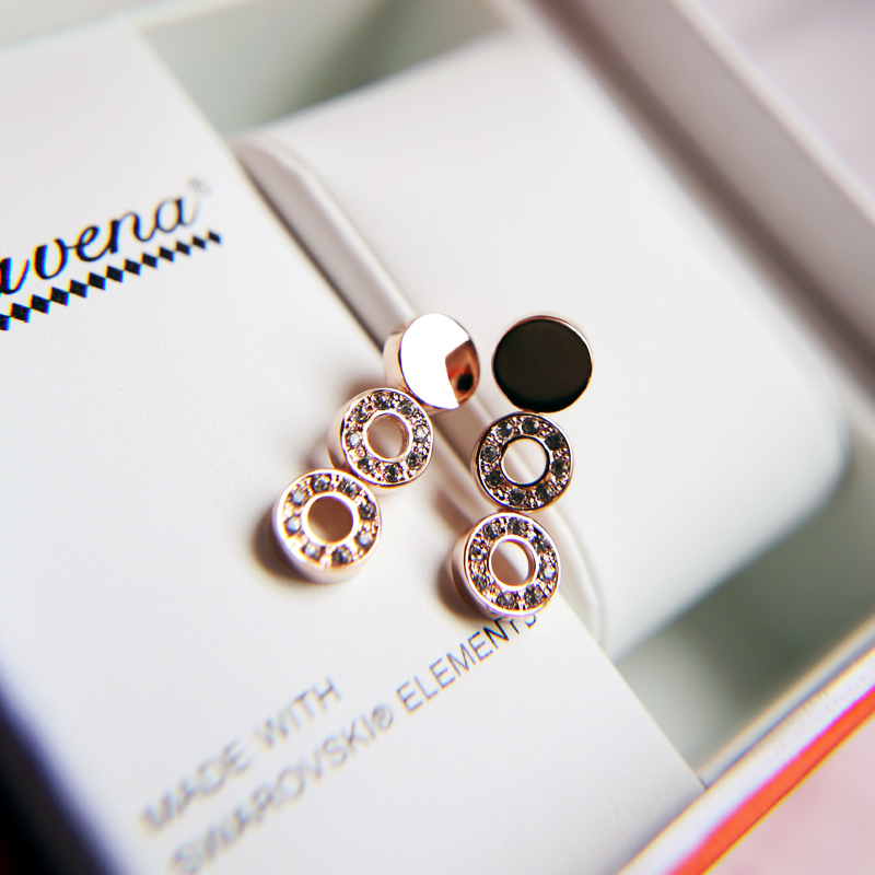 South Korean Korean version of roller wheel super-connected three-wheeled crystal earring earring ornament female