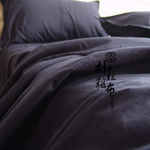  Charm to see clearly at any time go go soft old rough cloth solid color four-piece set black