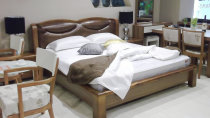 Home Furnishings Ujin Wood Furniture Genuine Leather Solid Wood Bed