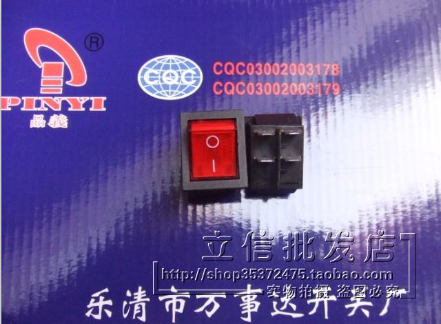 Pinyi Boat-Shaped Switch Kcd7-2211N 4-Pin with Light 50 Pieces/Box Red