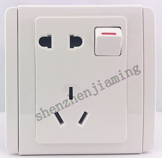Schneider Qisheng E3000 will be white series with switch five-hole socket two or three socket with switch