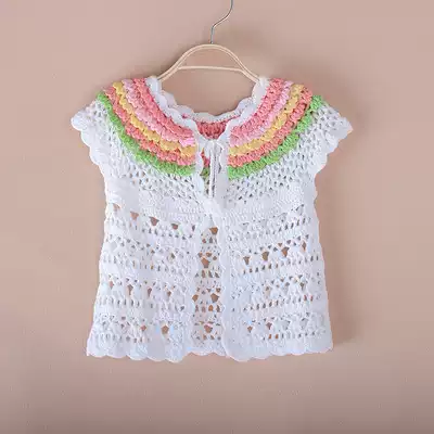 2021 new children's clothing girls spring clothing children's pure cotton knitted cardigan baby handmade crocheted sweater coat