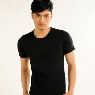 Men's Lycra Cotton Raglan Sleeves Round Neck Short Sleeve T-Shirt Korean Trend Men's T-Shirt Solid Color Large Size Half Sleeve Bottoming Shirt