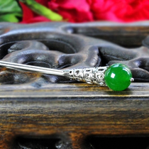 Vintage Chinese Style Ornament Green Jade Marrow Classic Hair Tassel Tassel Walk Womens National Style Tray Hair Accessories