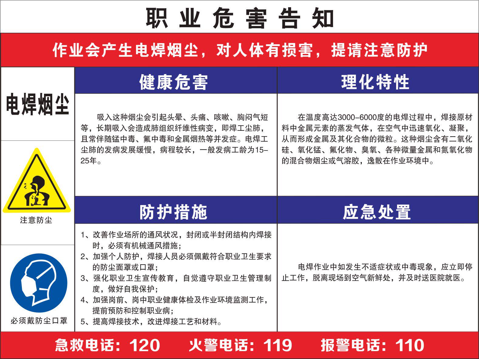 Welding smoke occupational disease hazard notification card dangerous chemical physical occupational disease hazard notification card custom-made