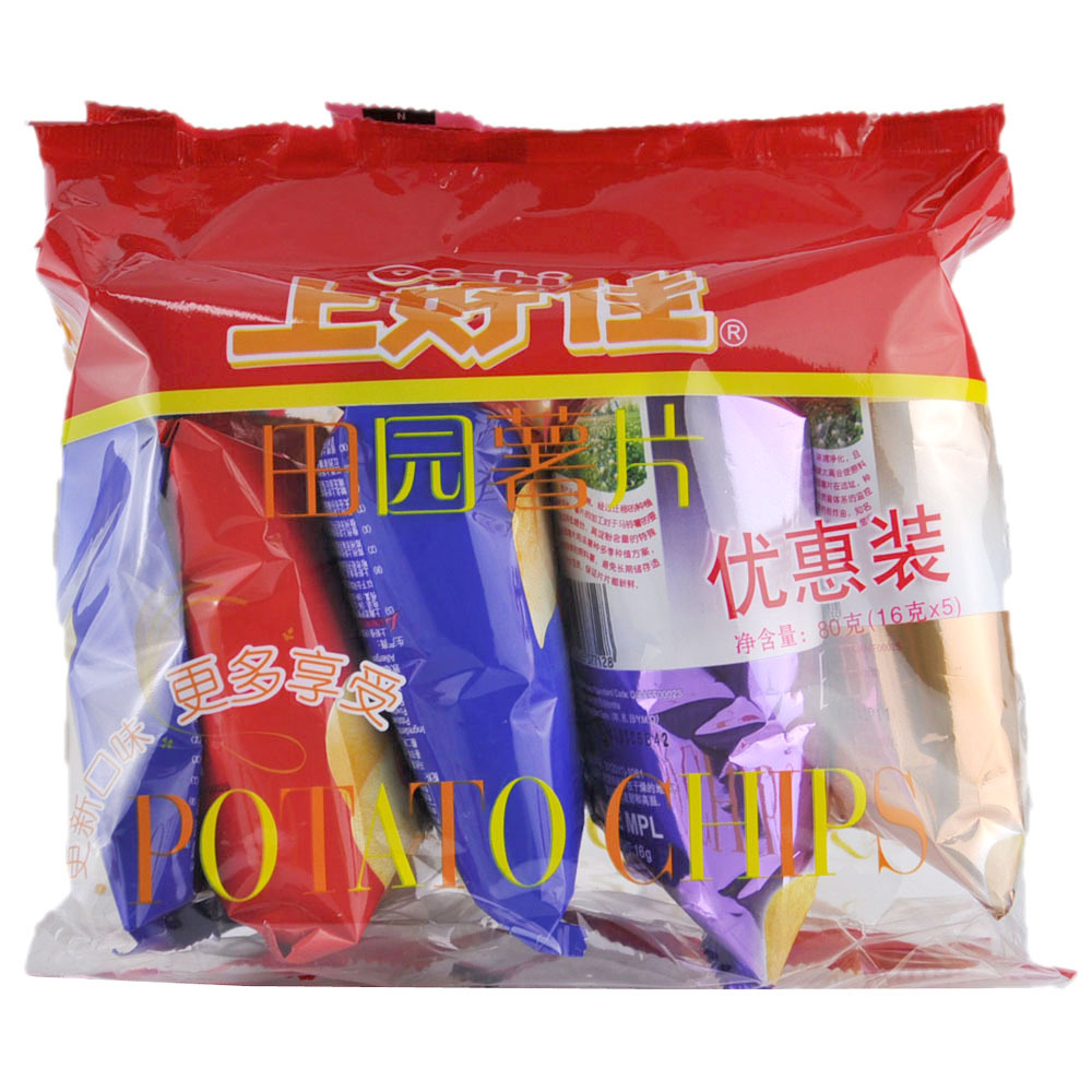 【天猫超市】上好佳 田园薯片优惠装 80g/包 休闲旅游零食