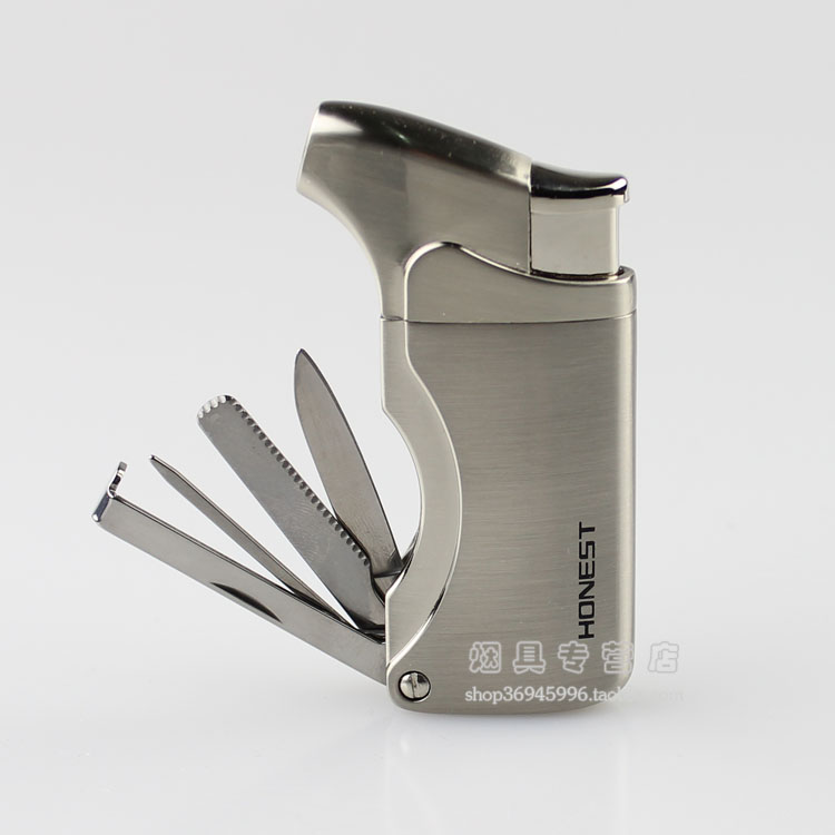 Baicheng windproof straight rushing metal inflatable lighter multifunctional cigarette lighter