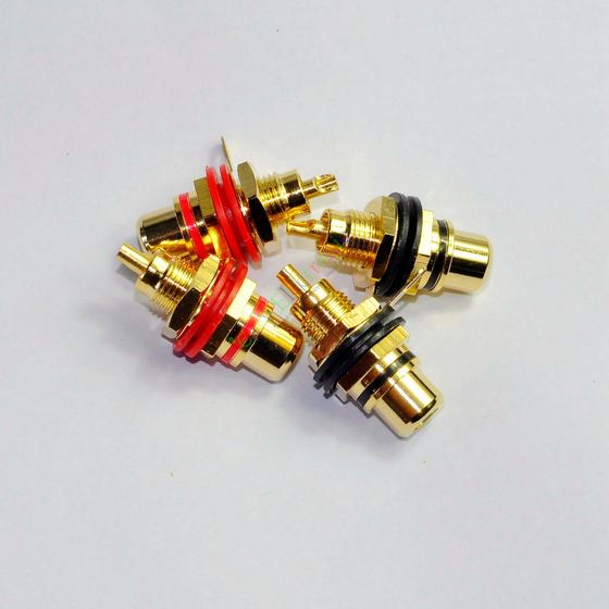 새로운 금도금 순수 구리 RCA 소켓 로터스 소켓 빨간색과 검정색 쌍