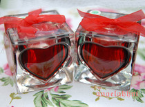 Four-sided heart-shaped glass candlestick with rose candles) Lover candles) Birthday candles