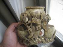 Qing Dynasty Old Sushin Pen Plug Literature Studio for Literature Play Parts Carved Autumn Chrysanthemum 1