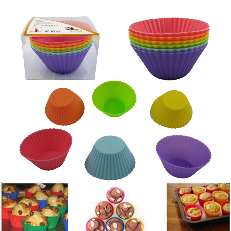 Bánh tròn / tình yêu đóng hộp 6 màu vào cốc silicon muffin / khuôn bánh muffin / bánh pudding - Tự làm khuôn nướng