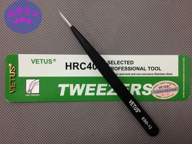 New products VETUS Vetters antistatic tweezers ultra-precision stainless steel tweezers black tweezers ESD-12 tip