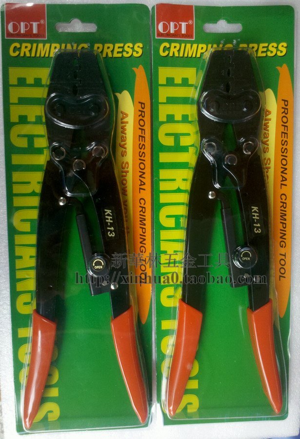  Taiwan OPT Manual ratchet press wire pliers KH-13 insulated closed terminal press pliers (0 5-6mm2)