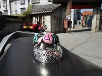 Pure hand embroidered Miao embroidery old embroidery National embroidery silver bracelet 1