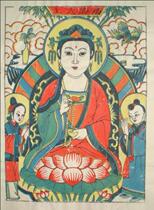 National Intangible Cultural Heritage Collection Gifts Wu Qiang Woodblock New Year painting one by one Nanhai Da Shi Guanyin