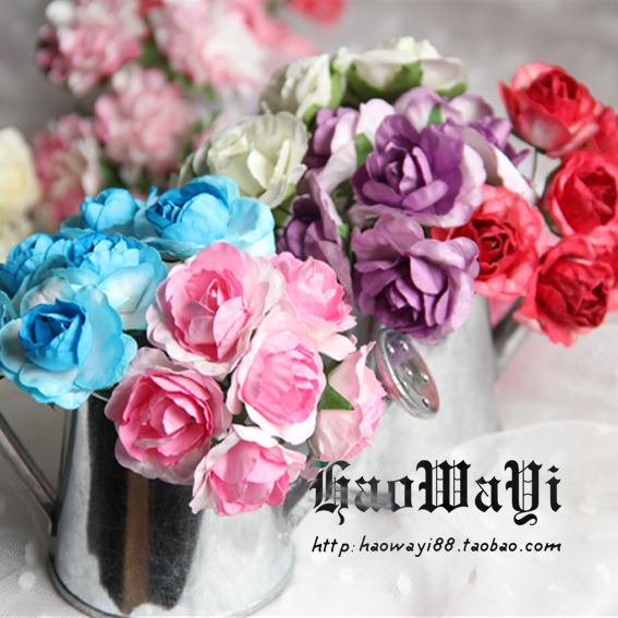 Mini imitation flower doll hand bouquet diy ornament accessories red pink blue purple white 6 yuan a bunch (6 flowers)