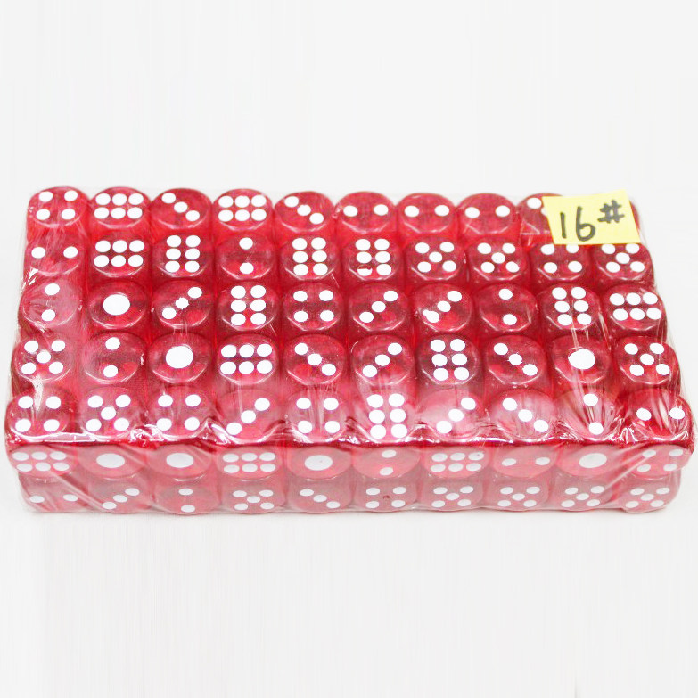 16mm transparent red points dice color son sieves (rounded corners regular points) Desktop game accessories Teaching supplies