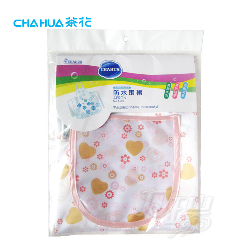 茶花4613防水围裙 可爱卡通图案无袖 涤纶 防水防污 颜色随机