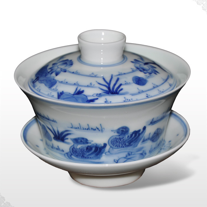 Offered home - cooked tureen three hand blue and white porcelain in jingdezhen tea tea cup at rhyme high pu 'er 】