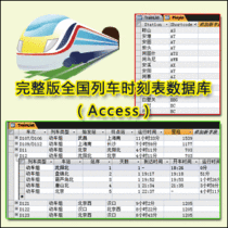 完整版全国列车时刻表完整版火车时刻表数据库(5个码)
