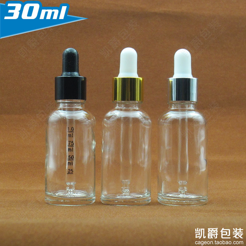 Makeup Deployment Tool Fine Voine Stock Liquid Empty Bottle Glass Dropper Essential Oil 30ml White Transparent Split Bottle Empty Bottle