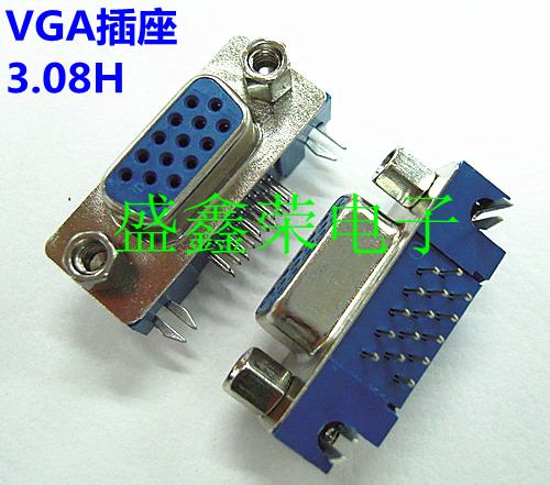 D-SUB socket VGA female seat DB15 pin female seat three rows of 15 holes height 3 08mm 1 in 100