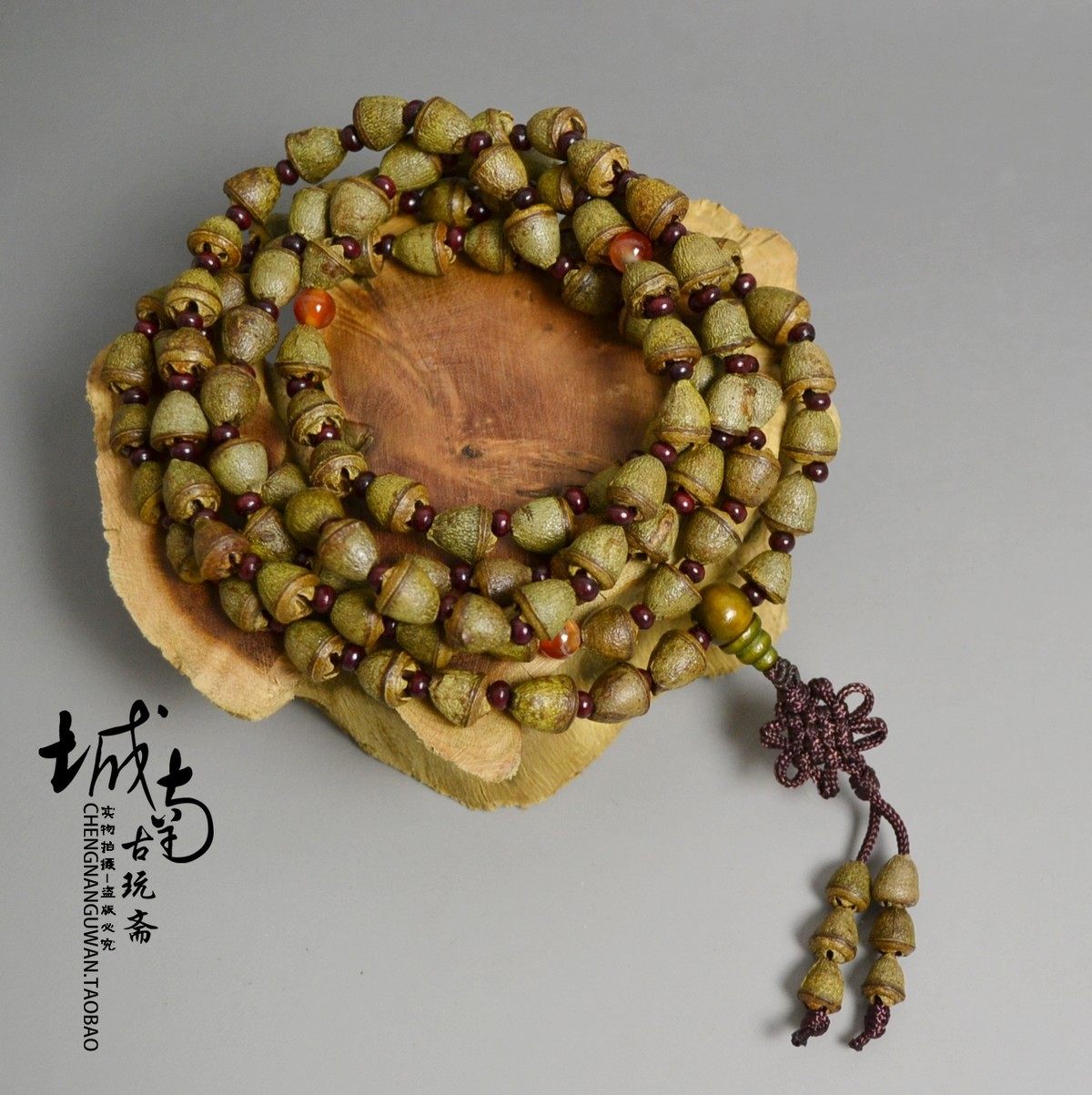 Natural Golden Zhong Bodhi 108 Buddha Pearl 8mm Sweater Necklace FZ0399