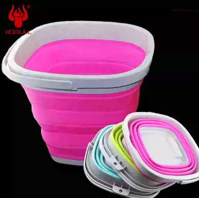 Fire cow outdoor thickened folding bucket Square fishing bucket open bait plate large and small fishing gear Fishing supplies fishing