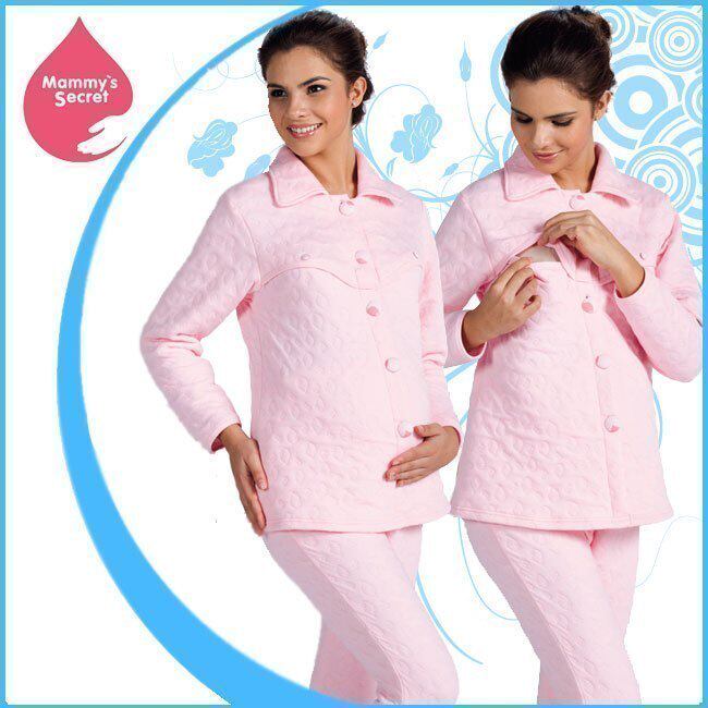 Mommy pure cotton maternity home clothes nursing padded cotton nursing clothes autumn winter maternity satin pajamas