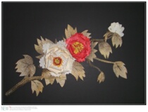 Hezhe fish skin painting (Chrysanthemum) with frame