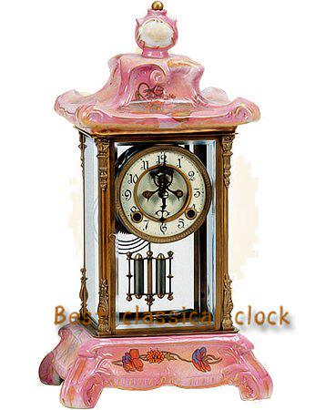 Porcelain shell quad clock) antique mechanical seat clock) decoration muted idea of old home accessories) Classic newspaper time clocks