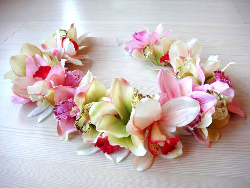 Grass skirts dance shinnu luu flower ring waist ring Hawaiian grass dress dance flower ring grass dress dance props beach ornaments