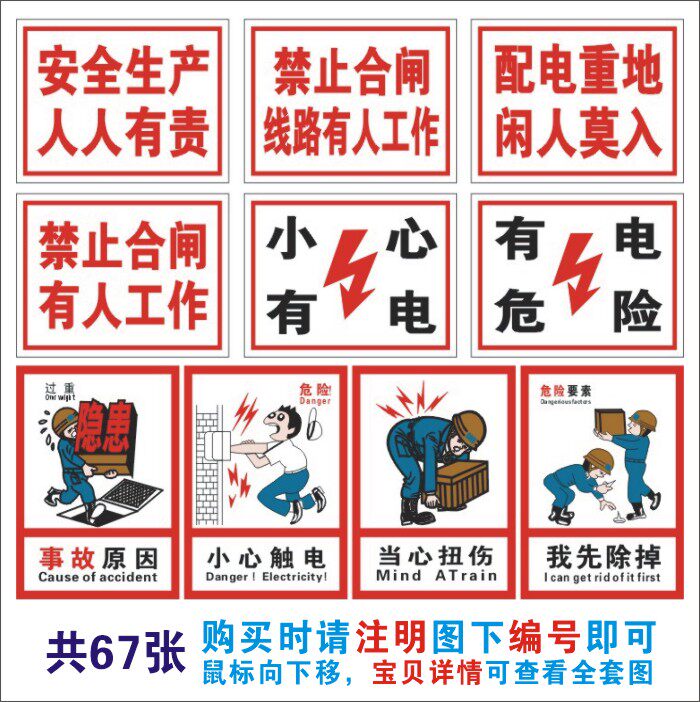 Safe production logo sign prohibits smoking touch carefully electrocution with electrical hazard custom