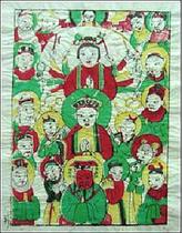 National intangible cultural heritage gift gift to the National gift Jiapin Wuqiang woodblock New year painting folk old one or three sacred pictures