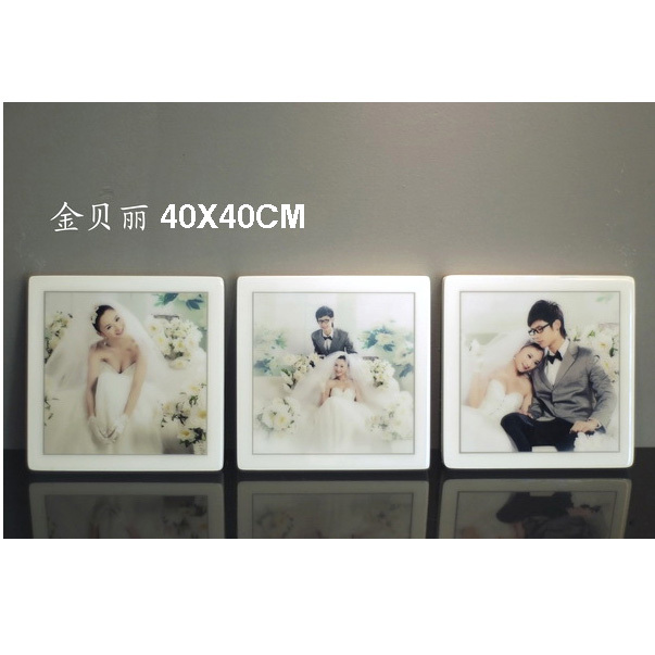 16x16 inch (3) jinbeli crystal a set of Korean crystal white jade carved ivory wall photo frame