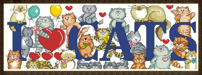 I Love Cats Paper embroidered with 6 pages 128g Colour spray cans paper Print