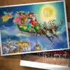 Nostalgic version of Christmas card Christmas old man moonlit PC postcard from Reindeer car at night