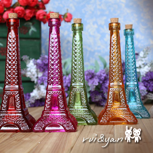 Colour Tower styled glass crystal vase essential oil bottle perfume bottle with wood stopper 5 color (0106X)