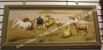 Mongolian crafts decoration painting business gifts Mongolian cowhide painting eight horses