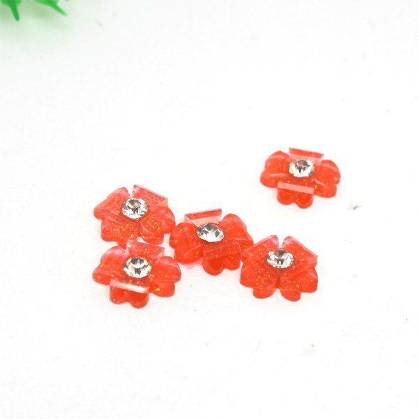 美甲用品 指甲饰品 树脂花 琉璃花 带钻3D花丨8mm四叶花
