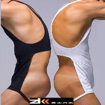 Mens Sexy Conjoined Harness One-piece Suit Shape-tight Underwear Suit Pants Not Even Body Suit Pure Cotton Set